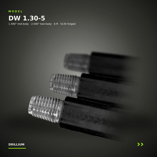 Drillium Gear 1.58" DW 1.30-5 forged drill rod