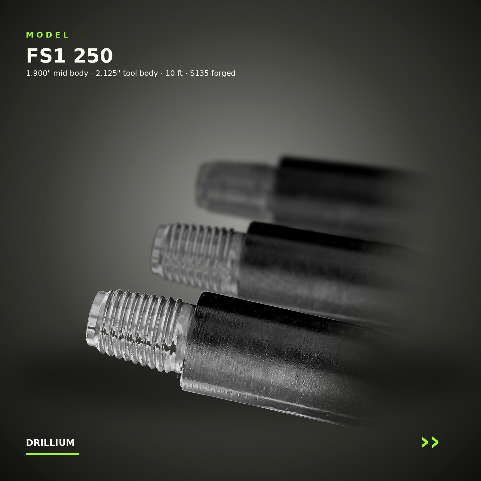 Drillium Gear 1.90" FS1 250 forged drill rod
